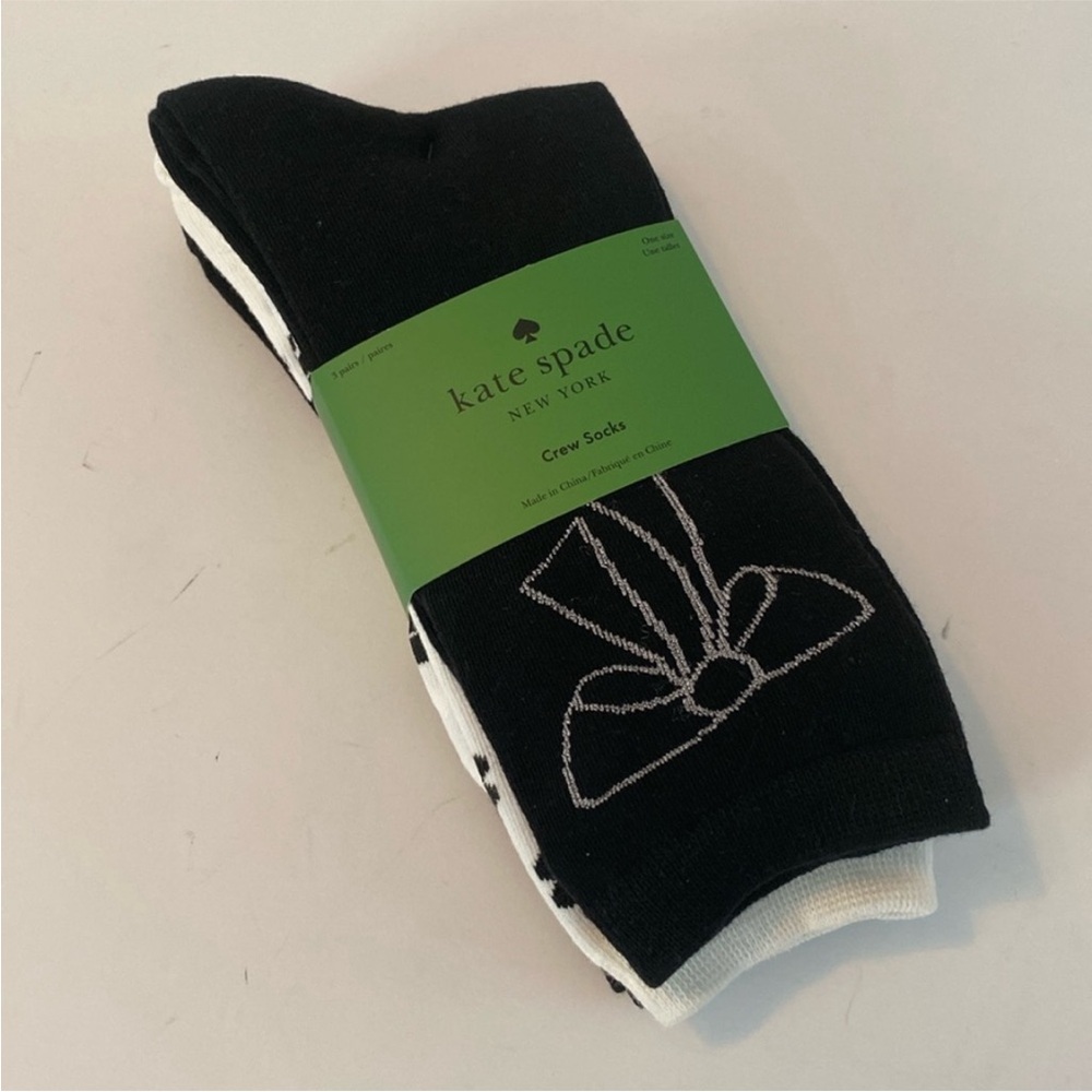 NWT Kate Spade 3 Pk of Crew Socks